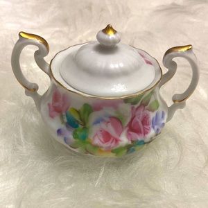 Japan jahiro handpainted Porcelain Sugar Bowl  - Rose Pattern